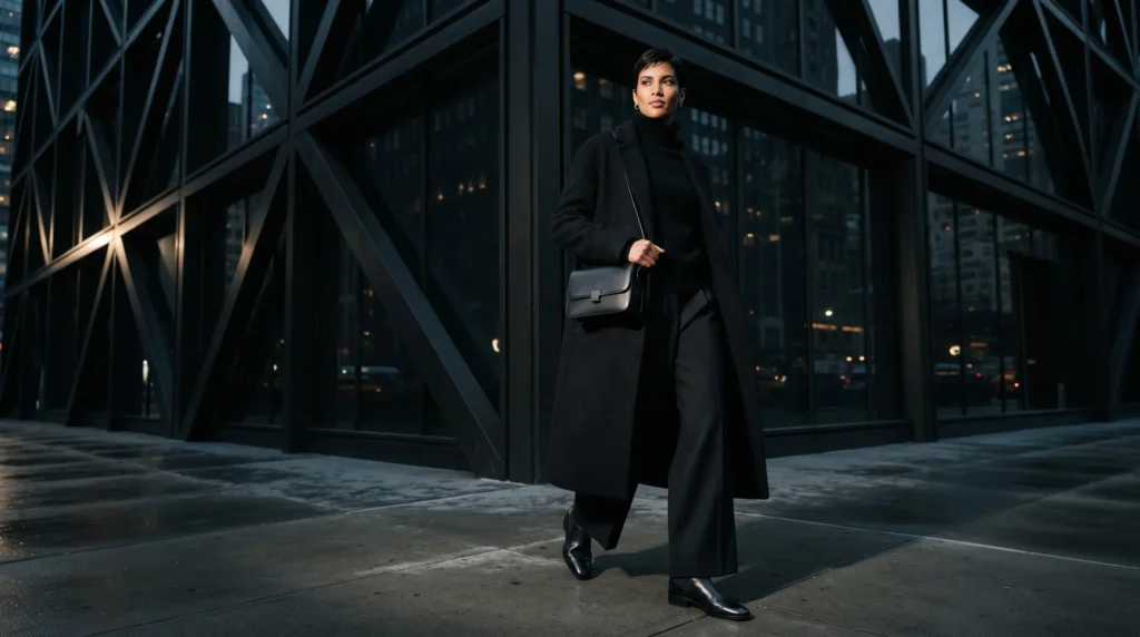 19 Best NYC Fall Outfits to Wear in 2026 7 NYC fall outfit in all-black monochrome layers