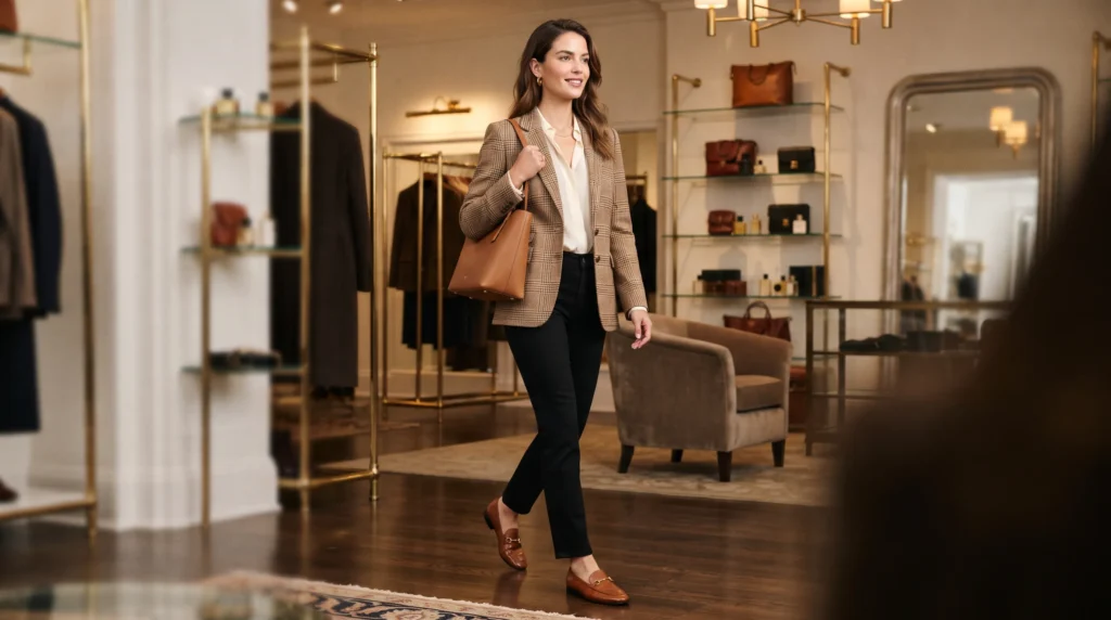 Lux Affairs Blog 1 NYC fall outfit with plaid wool blazer and black jeans