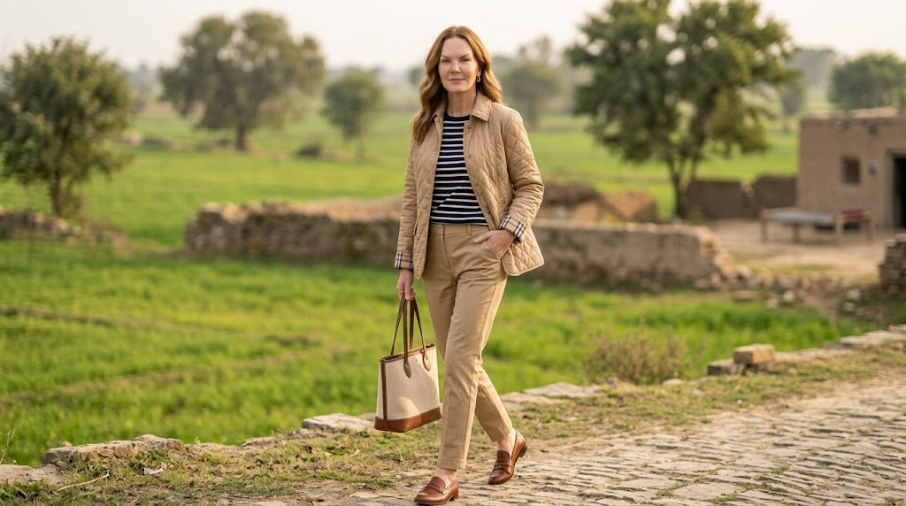 ways to wear a Burberry quilted jacket