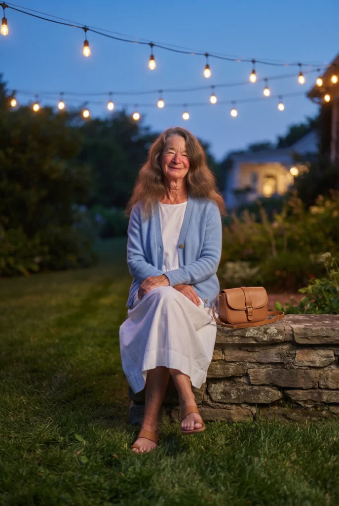 Fourth of July Outfits for Women Over 40 That Look Best and Feel Easy 8 Cushioned flat sandals and a light cardigan for a long July 4th evening